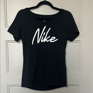 Nike Women's Black Tee with White Nike Logo Small Short sleeve
